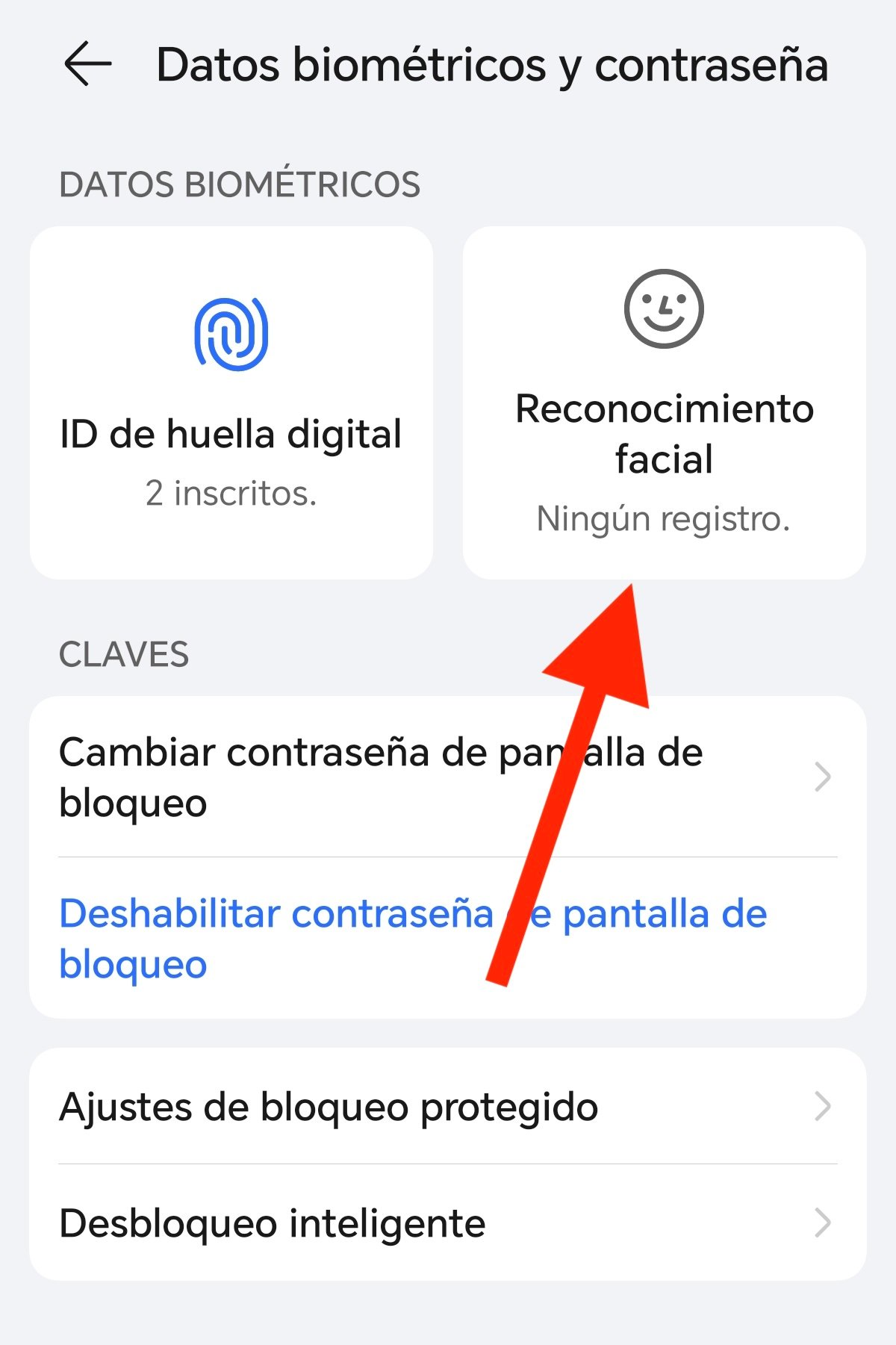 rostro desbloquear móvil Android