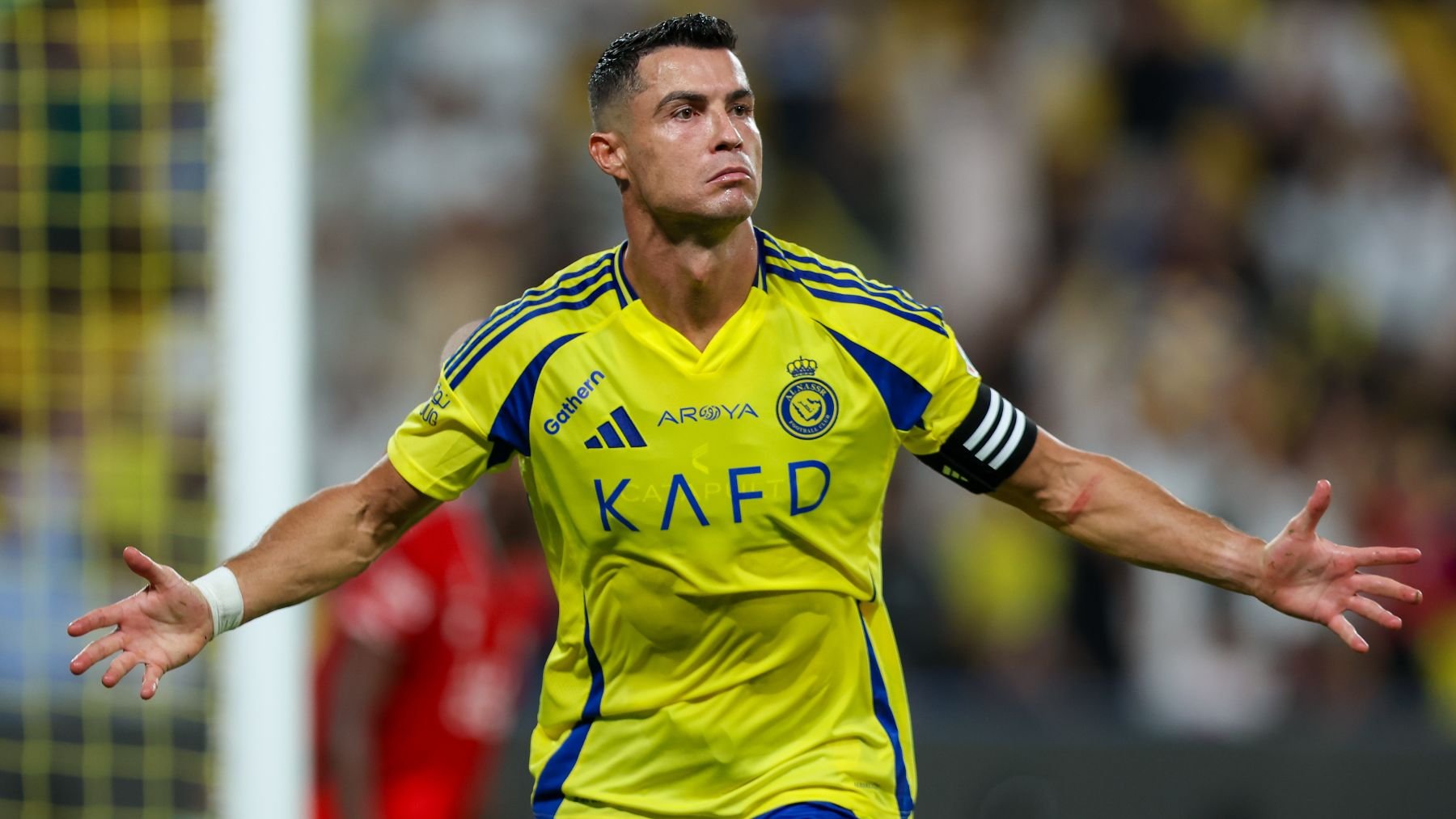 Cristiano Ronaldo celebra su gol con Al Nassr. (Getty)