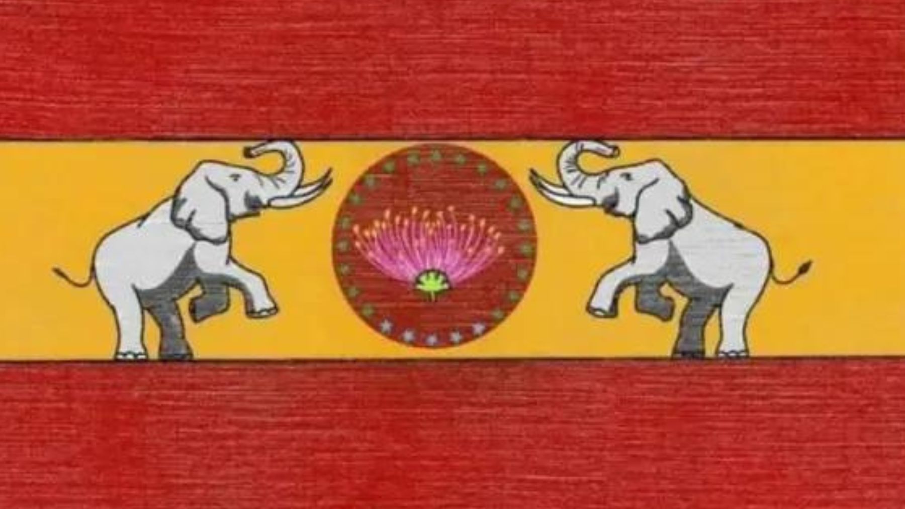 Bandera de la formación Tamilaga Vettri Kazhagam (TVK).