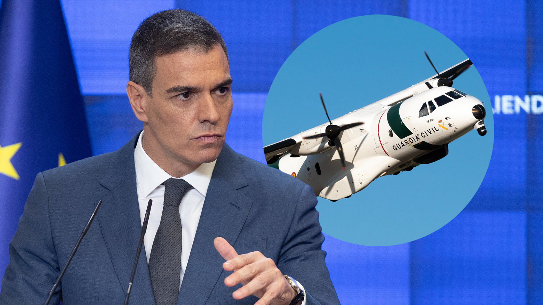 Pedro Sánchez y el avión C-235.