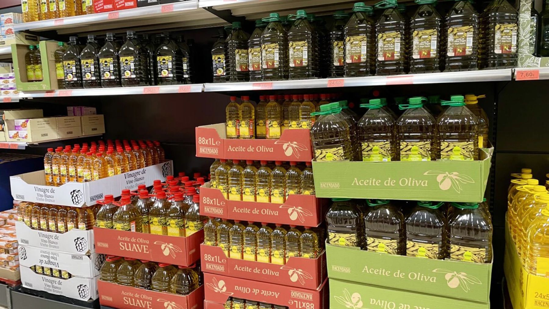 Botellas de aceite en Mercadona.