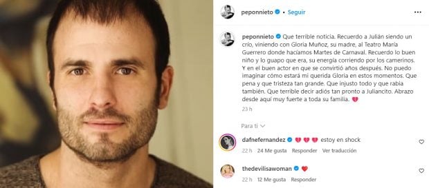 Pepón Nieto se ha despedido de Julián Ortega tras conocer su trágica muerte (Instagram).