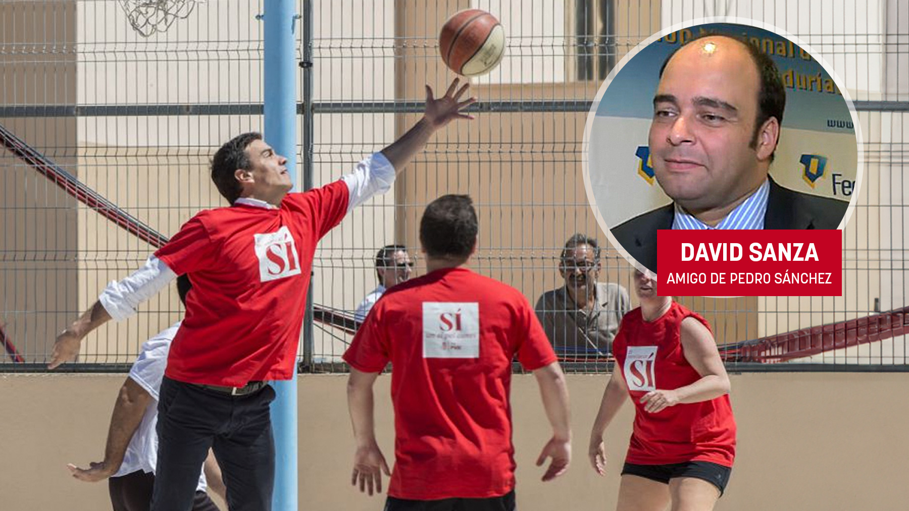 Pedro Sánchez jugando al baloncesto.