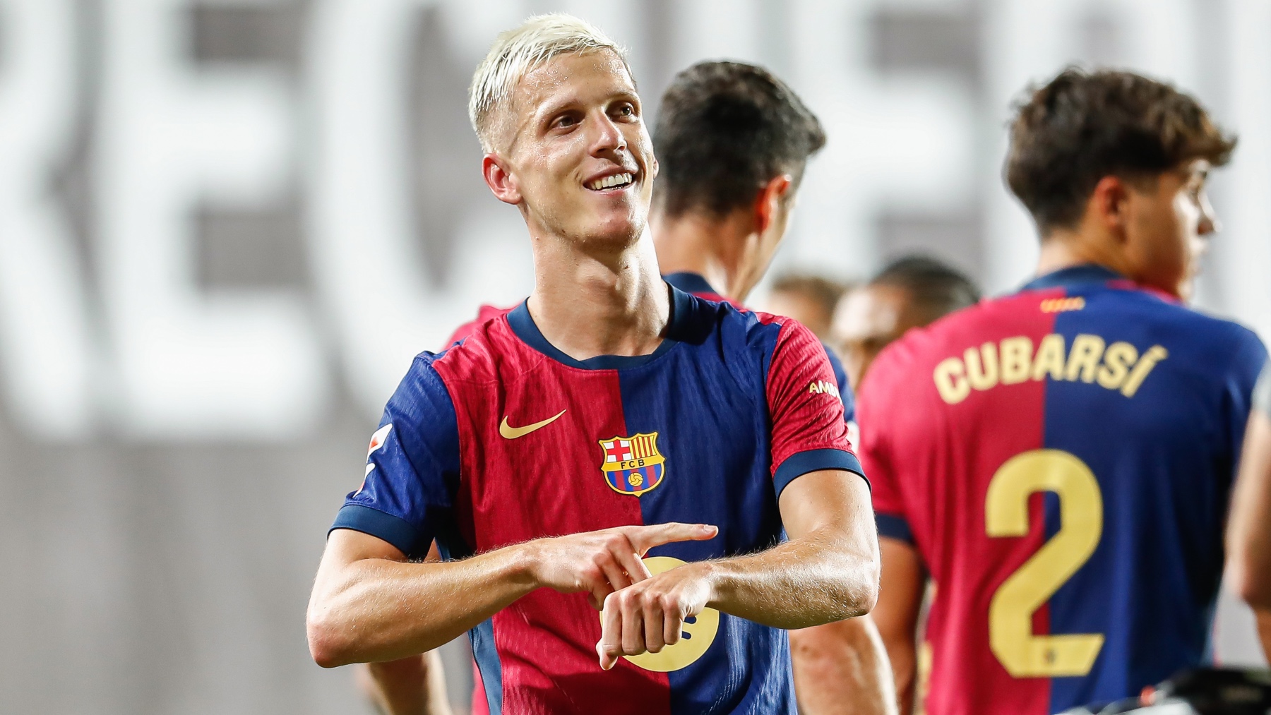Dani Olmo celebra el 1-2 ante el Rayo Vallecano. (EP)