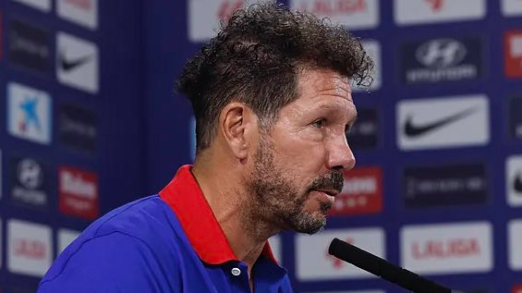 Simeone, en la sala de prensa.