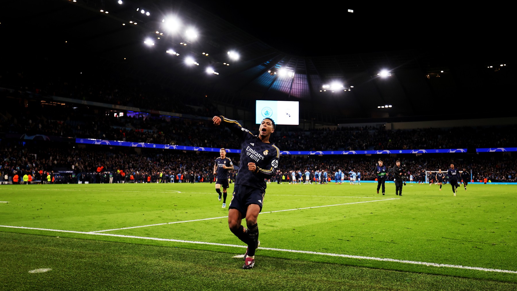 Jude Bellingham en el partido ante el Manchester City. (Getty)