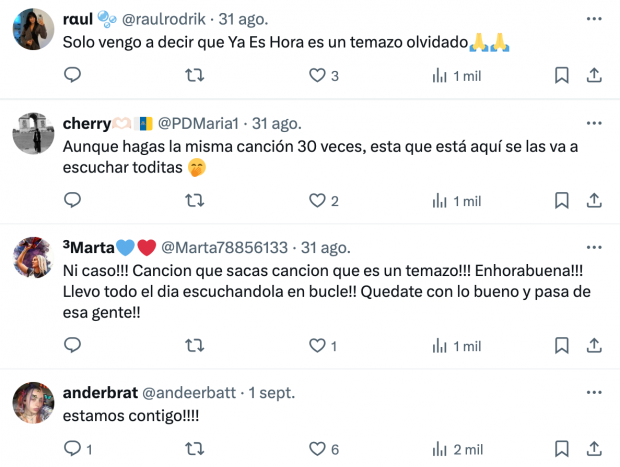 Los fans responden al tweet de Ana Mena.