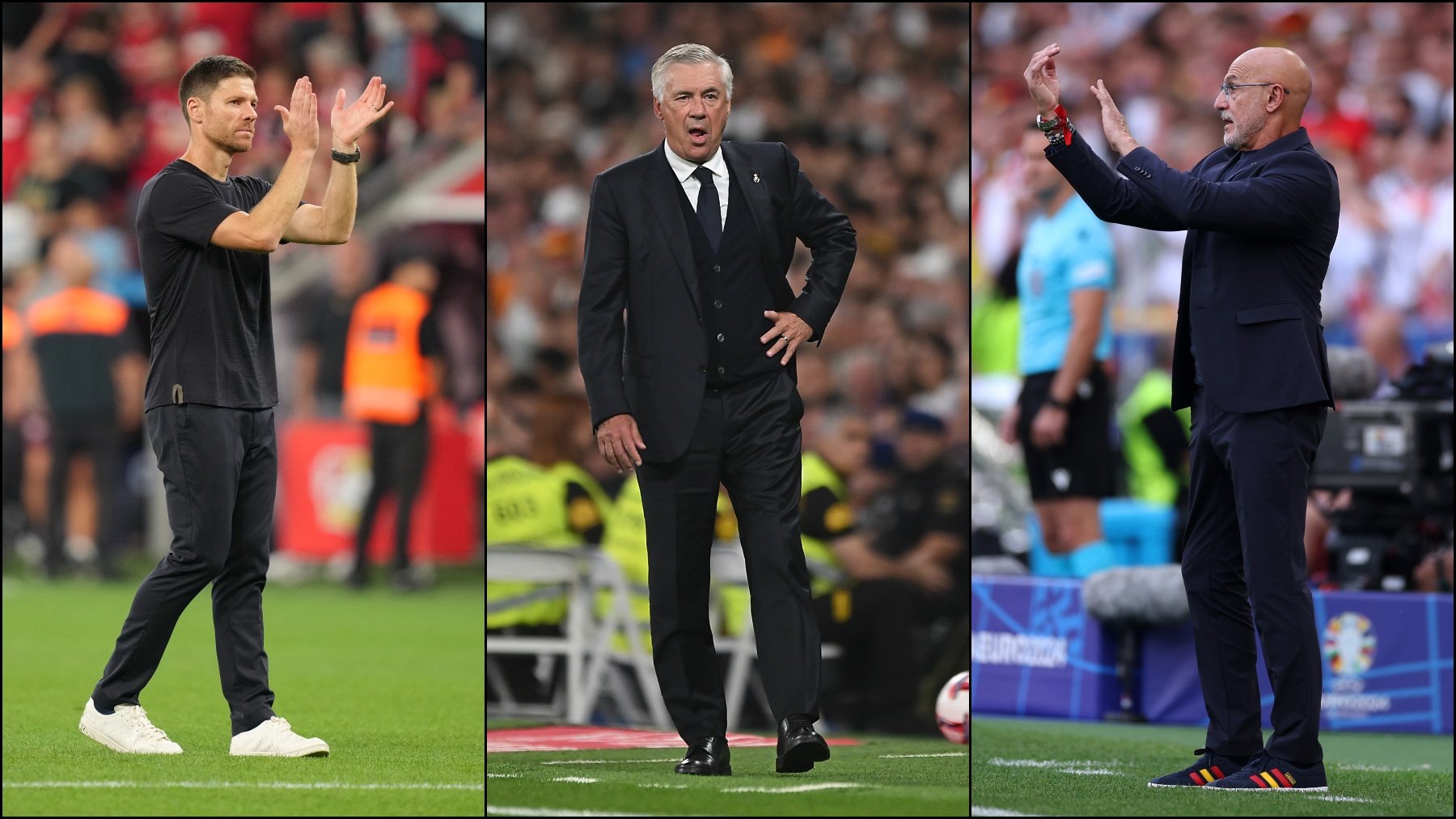 De la Fuente, Ancelotti y Xabi Alonso. (Getty)