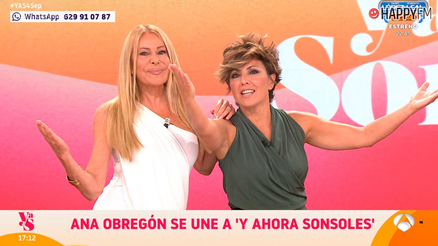 Ana Obregón se une al equipo de Y ahora Sonsoles, programa presentado por Sonsoles Ónega. (Atresmedia)