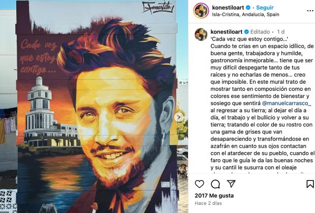 Victor Konestilo, artista del mural, en sus redes sociales. (Instagram)