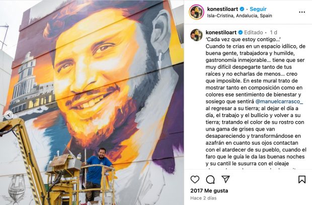 Victor Konestilo, artista del mural, en sus redes sociales. (Instagram)