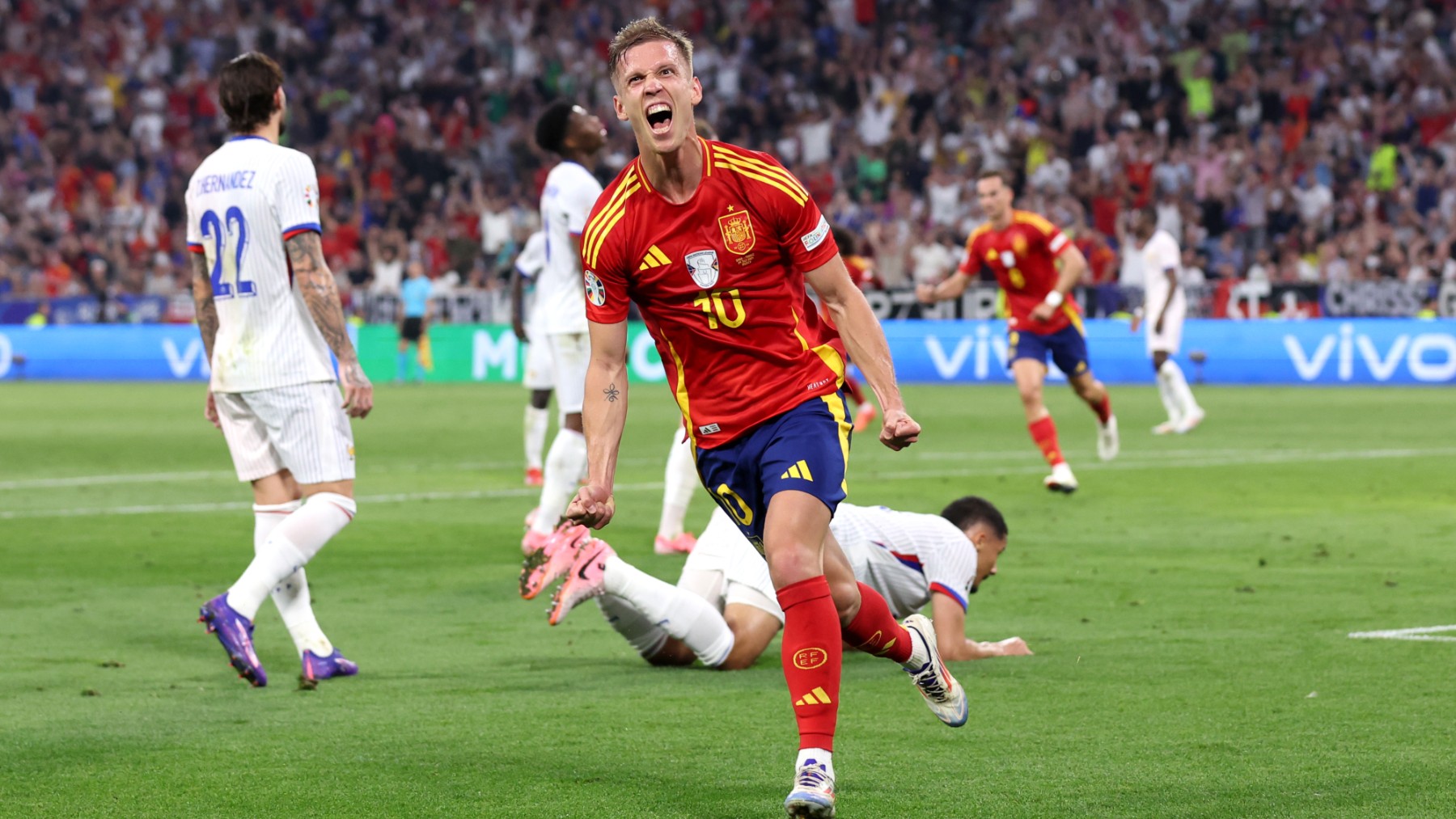 Dani Olmo celebra un gol. (Getty)