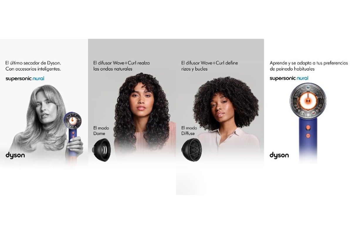 Diferentes acabados con el secador de pelo Dyson Supersonic Nural