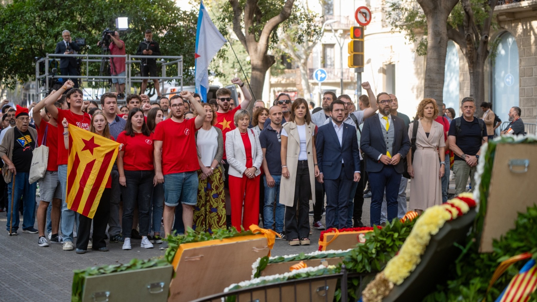 La comitiva de políticos de ERC.