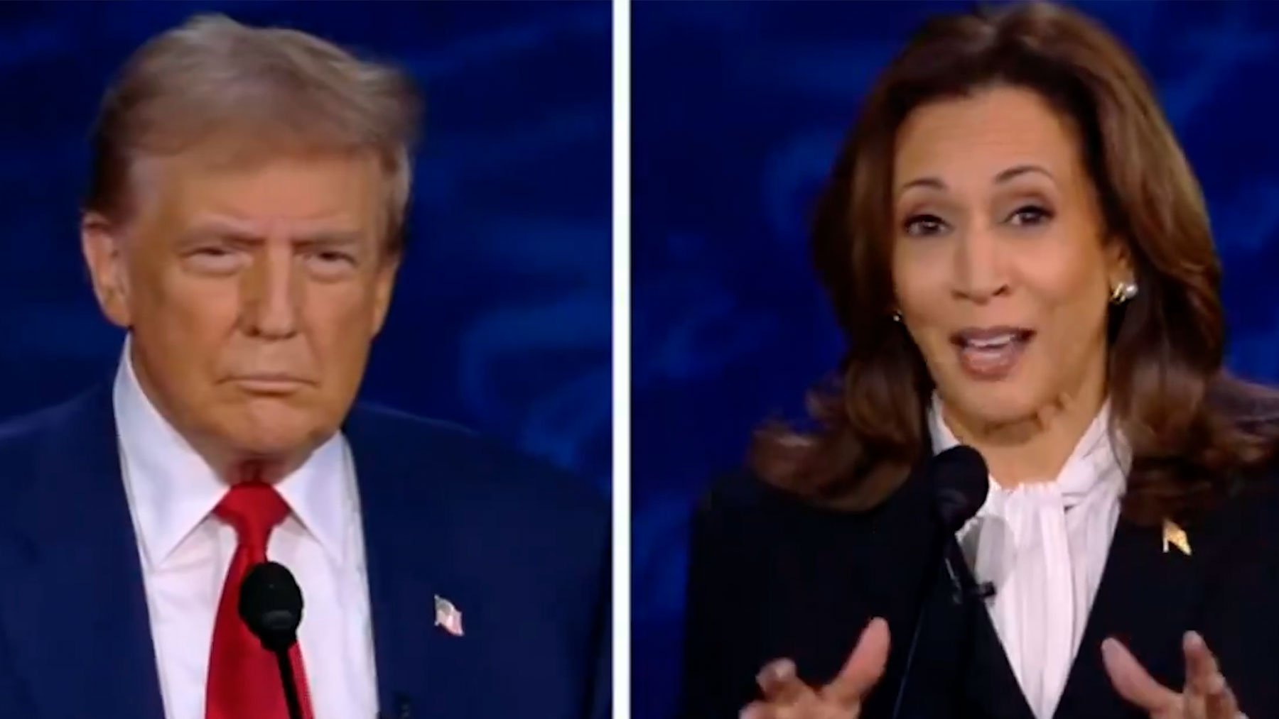 Donald Trump y Kamala Harris durante su primer cara a cara.