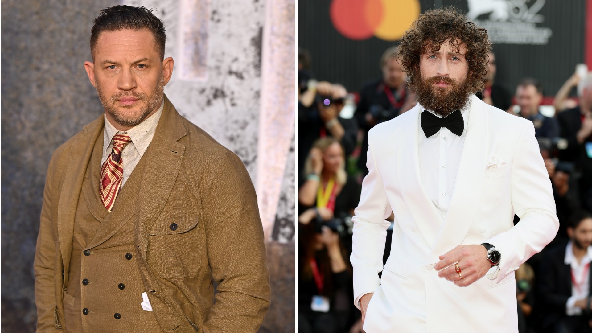 Tom Hardy (Jeff Spicer/Getty Images) y Aaron Taylor-Johnson (Andreas Rentz/Getty Images).