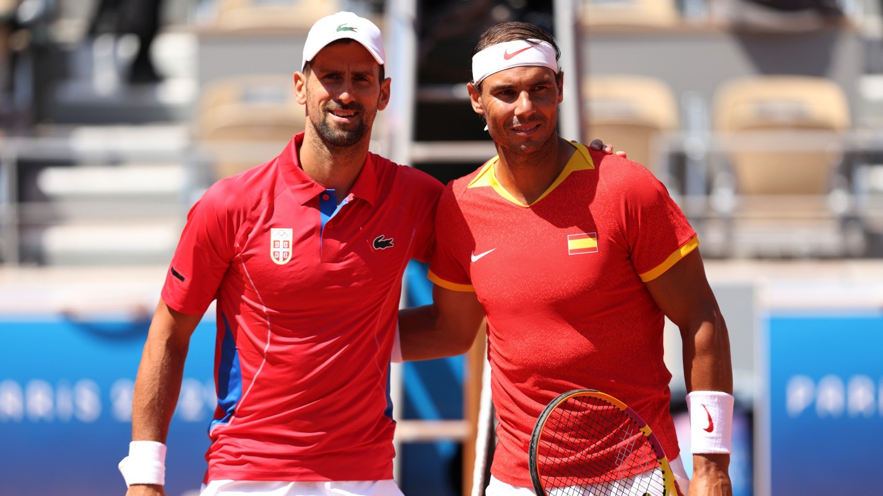 Novak Djokovic y Rafa Nadal, en los Juegos Olímpicos de París. (Getty)