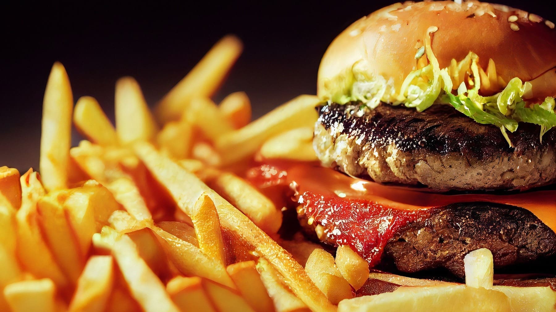 Plato de hamburguesa con patatas.