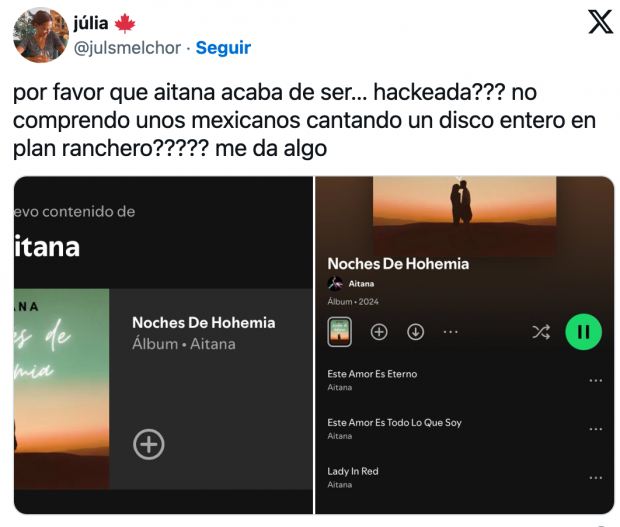 Las redes sociales reaccionan al hackeo de Aitana en Spotify.