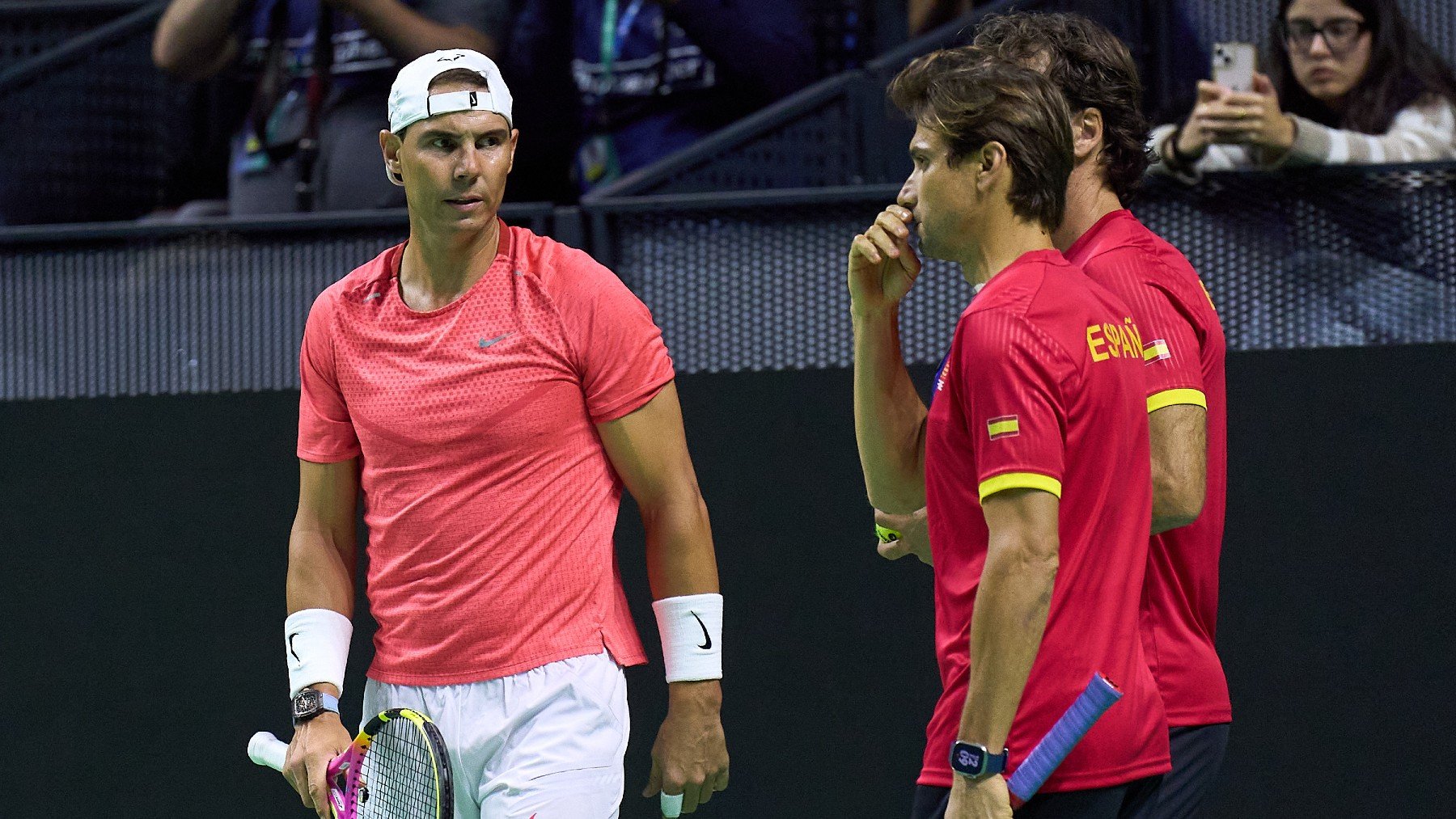 Rafa Nadal, junto a David Ferrer en un entrenamiento. (Getty)