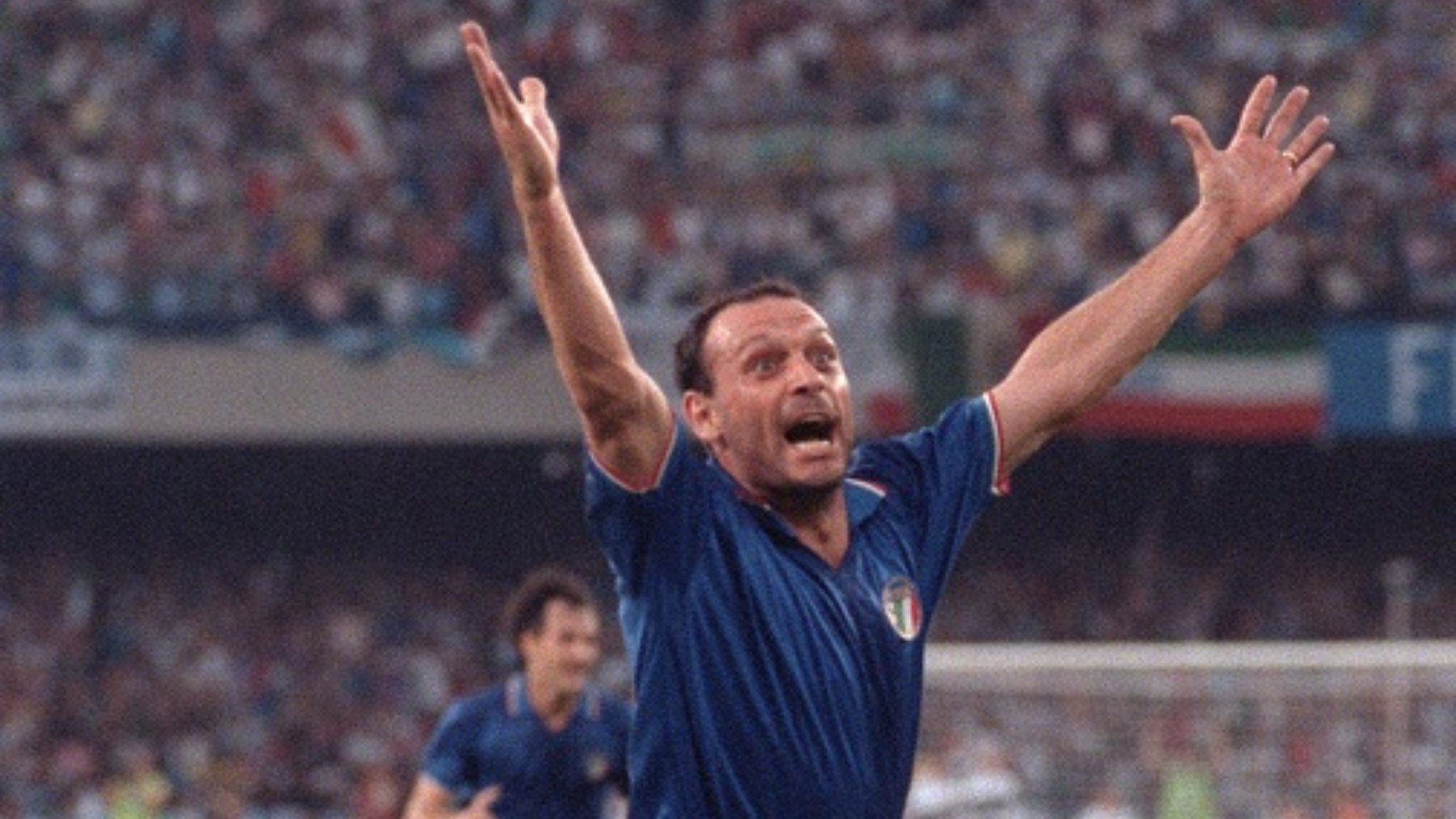 Schillaci celebra un gol con Italia en el Mundial de 1990. (FIGC)