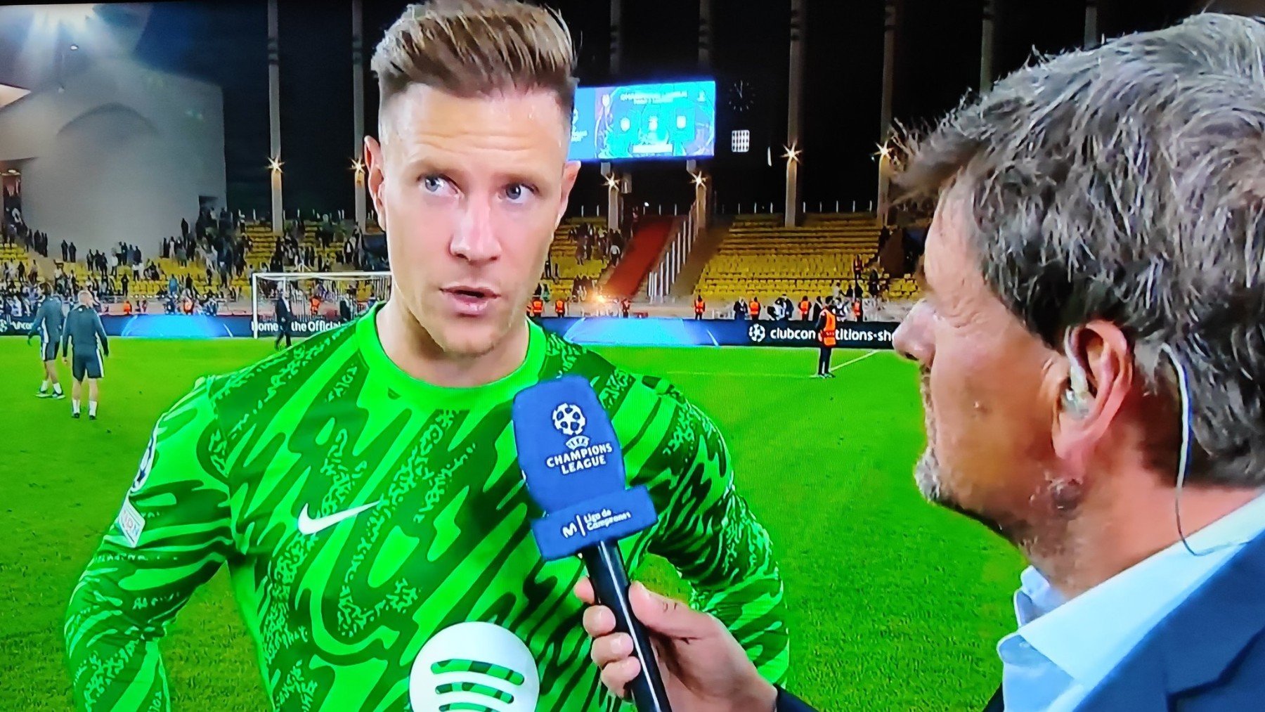 Ter Stegen hablando para Movistar tras la derrota del Barcelona en Mónaco. (Captura de pantalla)