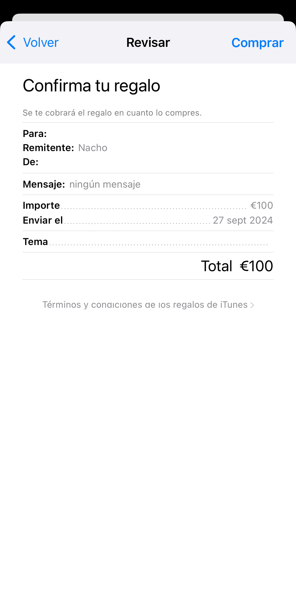 tarjeta regalo Apple Store