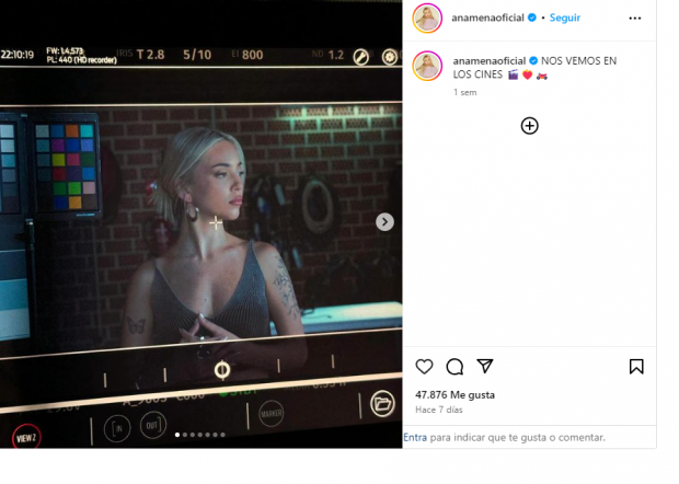 Ana Mena comparte imágenes del rodaje de 'Ídolo'. (Instagram)