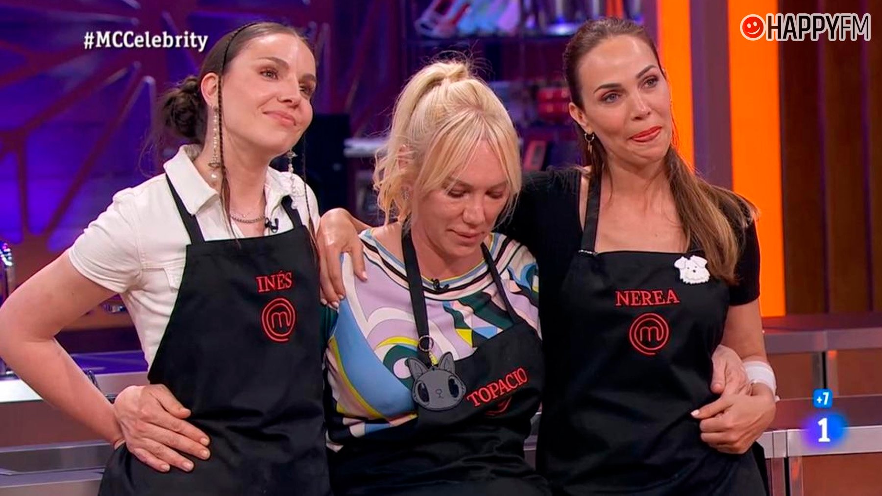 Inés Hernand, Topacio y Nerea Garmendia en MasterChef Celebrity 9. (RTVE)