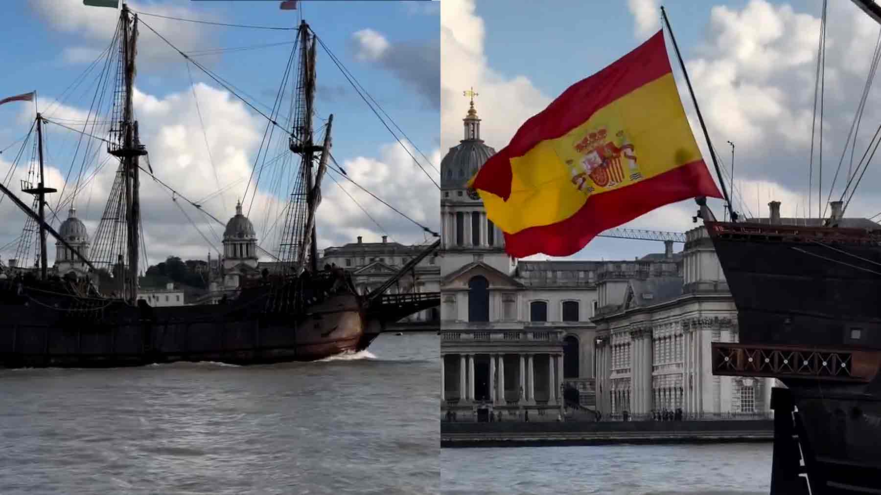 Galeón Andalucía atravesando el puente de Londres.