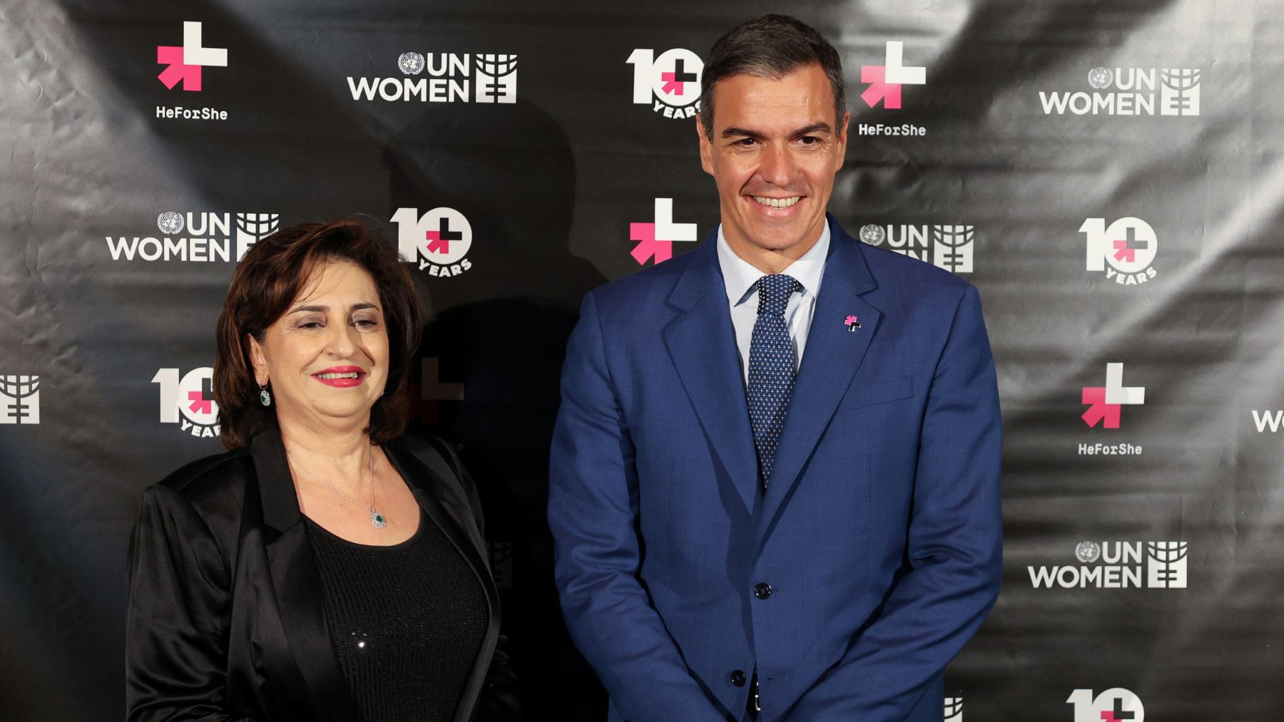 La directora ejecutiva de ONU Mujeres y Pedro Sánchez.