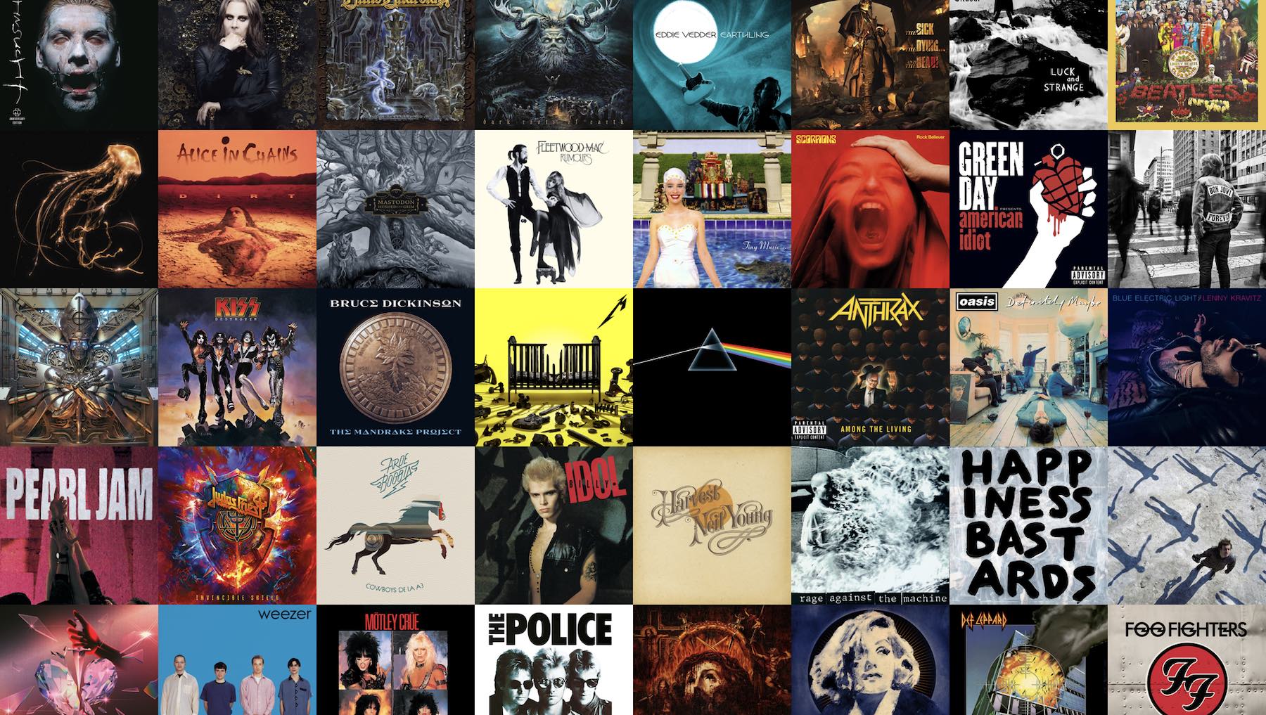 Portadas Rock Audio Espacial en Apple Music