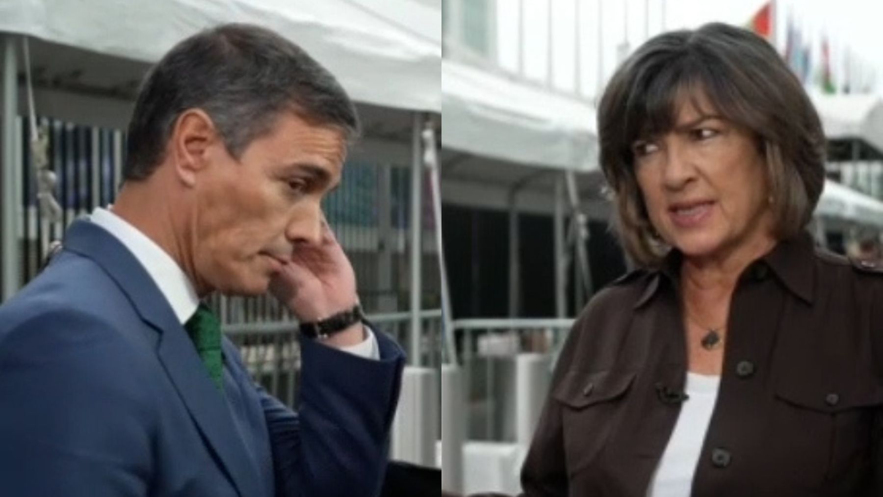 Pedro Sánchez y Christiane Amanpour.