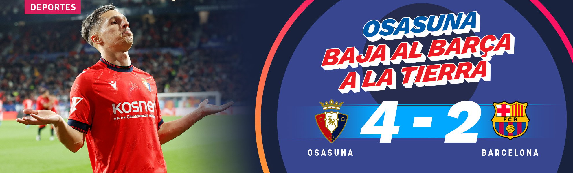 Osasuna baja al Barcelona a la tierra