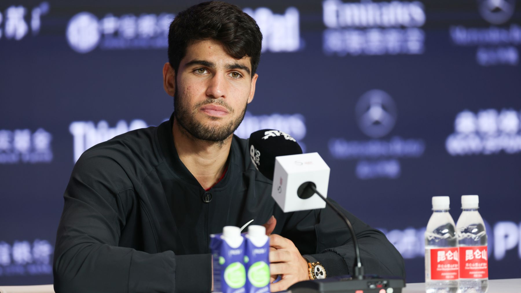 Alcaraz en rueda de prensa. (Getty)