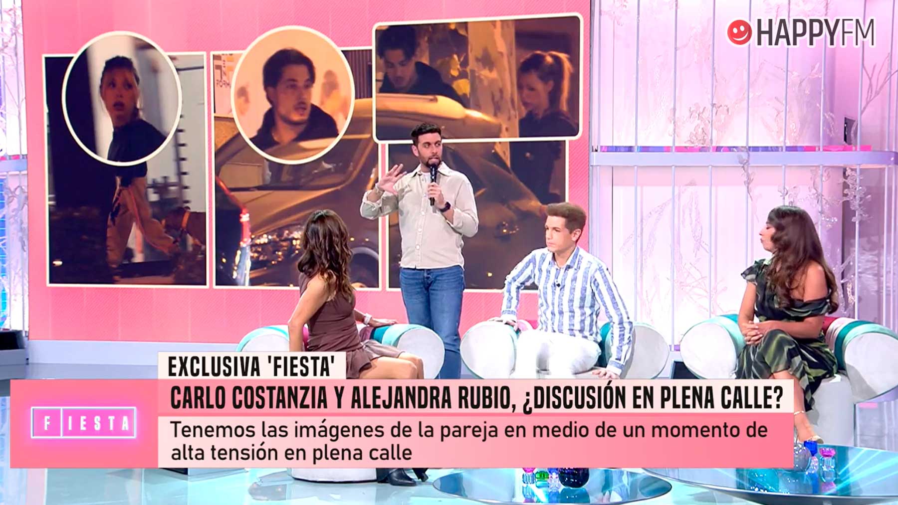 Fiesta paraliza el programa ante la llegada de unas imágenes de Alejandra Rubio y Carlo Costanzia (Mediaset).