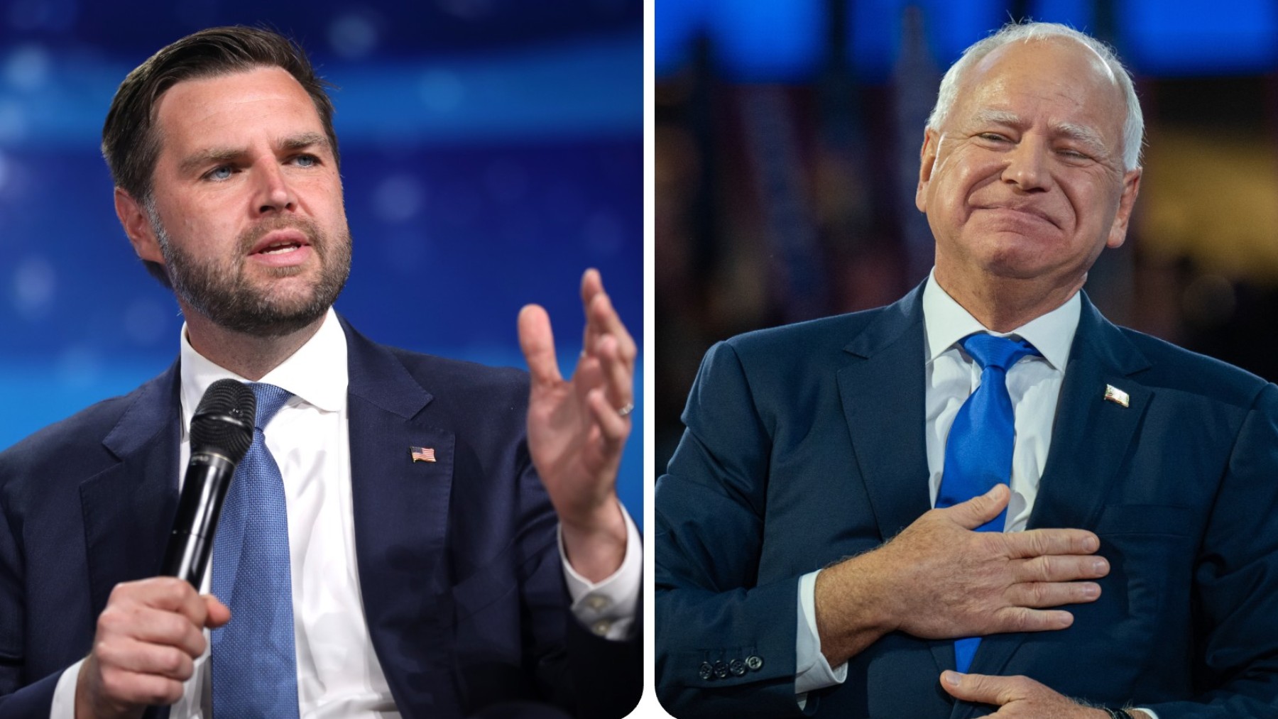 J. D. Vance y Tim Walz. (Fotos: Europa Press)