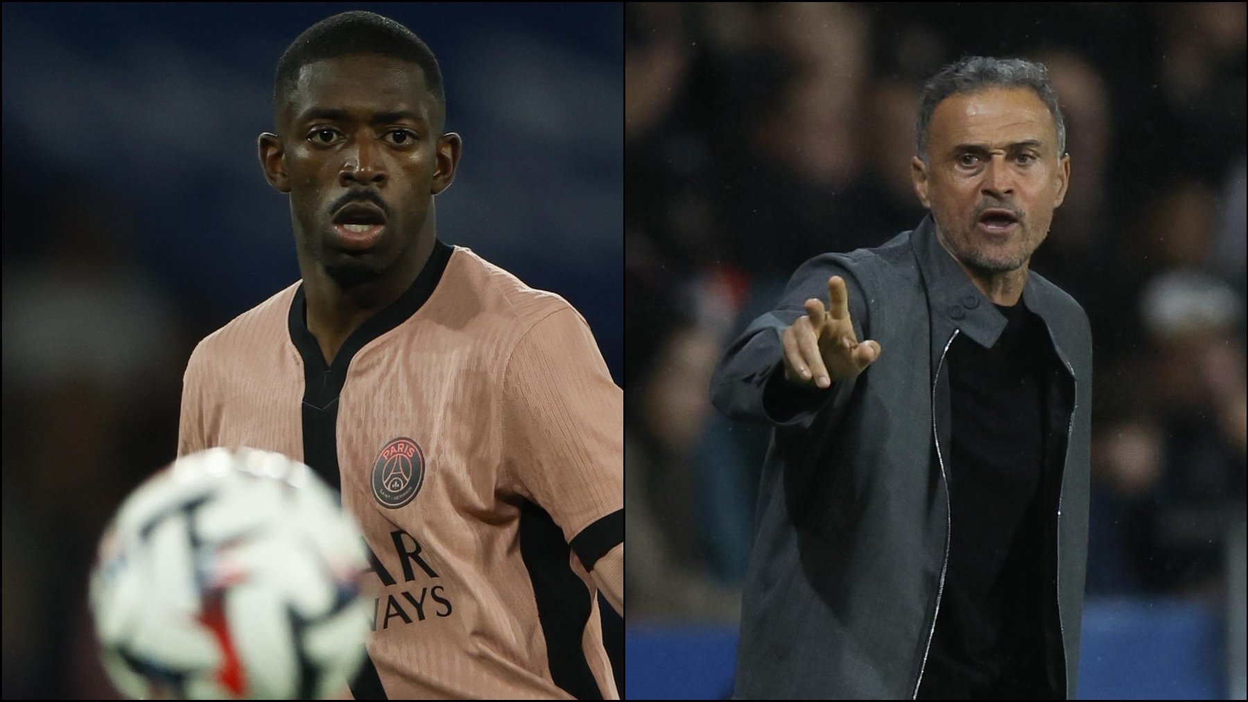 Luis Enrique y Dembélé, entrenador y jugador del PSG.