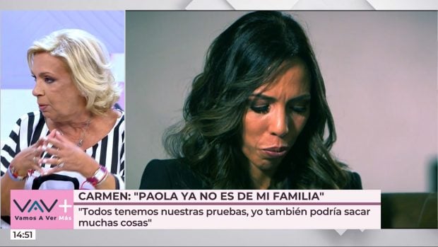 Carmen Borrego responde a Paola Olmedo en Vamos a ver. (Mediaset)