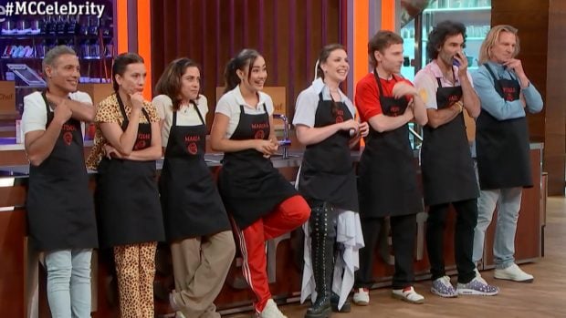 Los aspirantes de MasterChef Celebrity 9 que se enfrentaban a la prueba de eliminación. (RTVE)