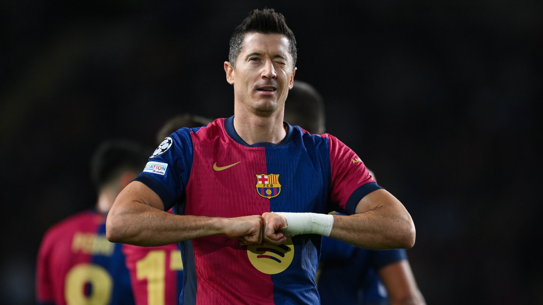 Robert Lewandowski en el segundo partido del Barcelona en la Champions League. (Getty)