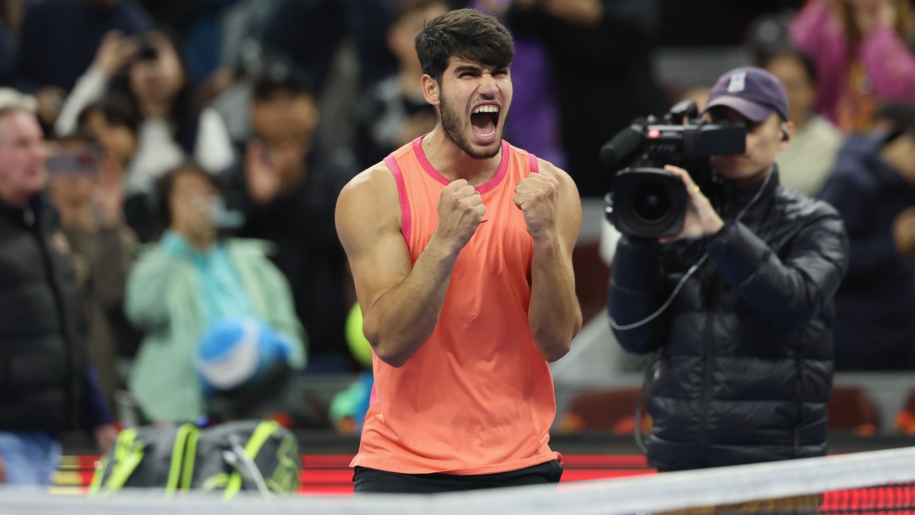 Alcaraz tras ganar en Pekín. (Getty)