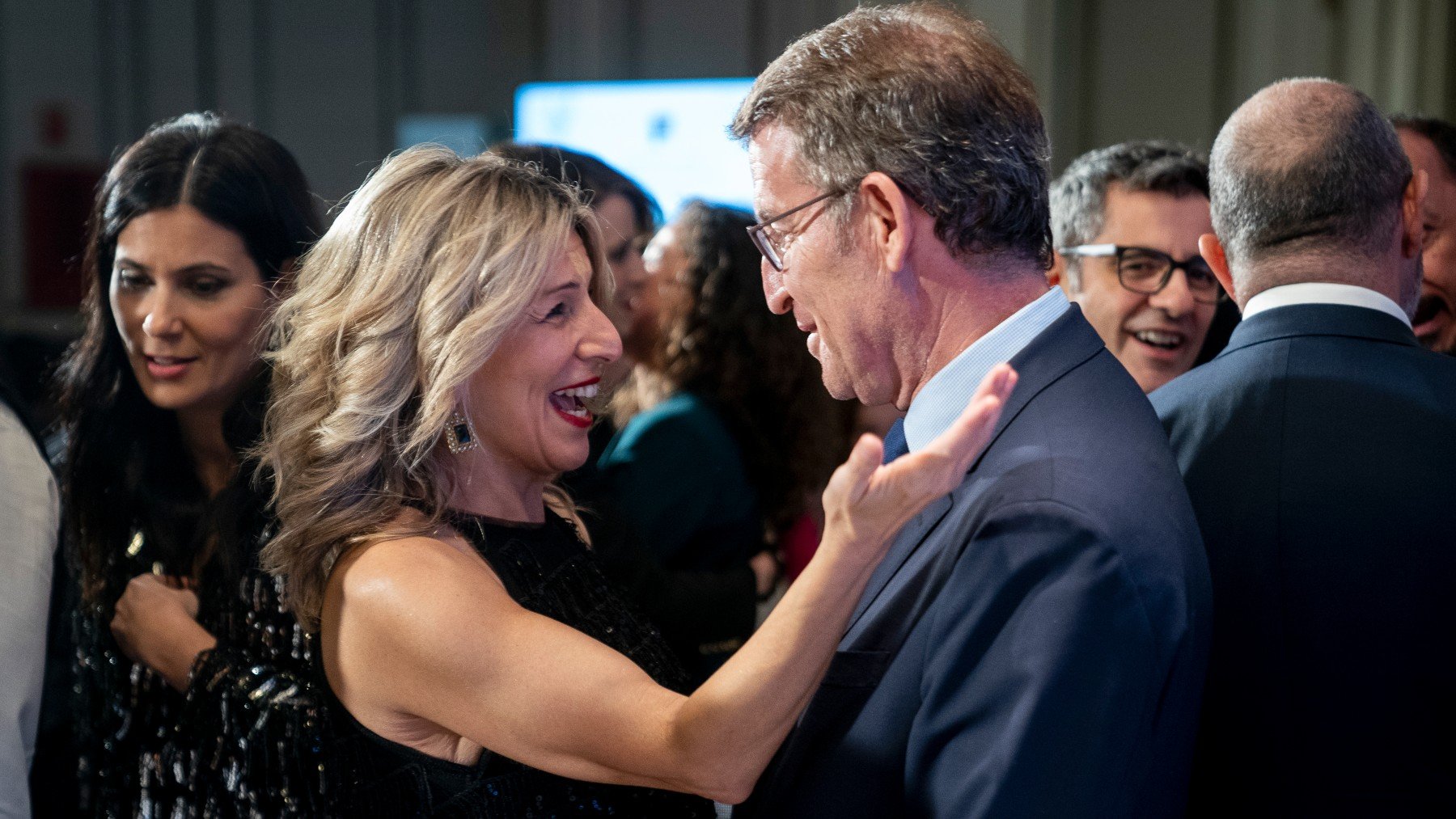 Yolanda Díaz junto a Alberto Núñez Feijóo. (Foto: EP)