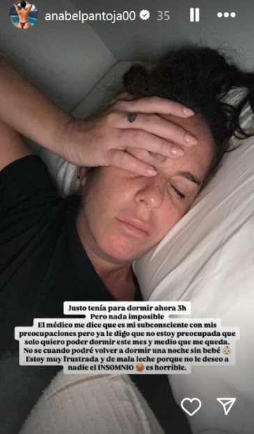 Anabel Pantoja se sincera en sus historias de Instagram.