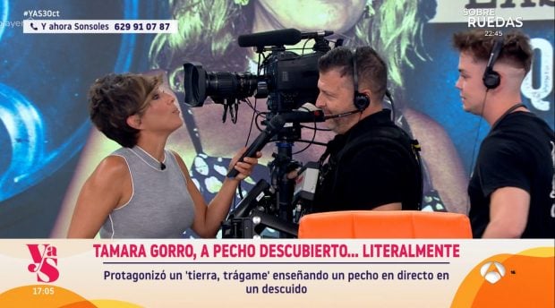 Sonsoles Ónega ha buscado al cámara que enfocó a Tamara Gorro cuando se le salió un pecho en directo (Atresmedia).