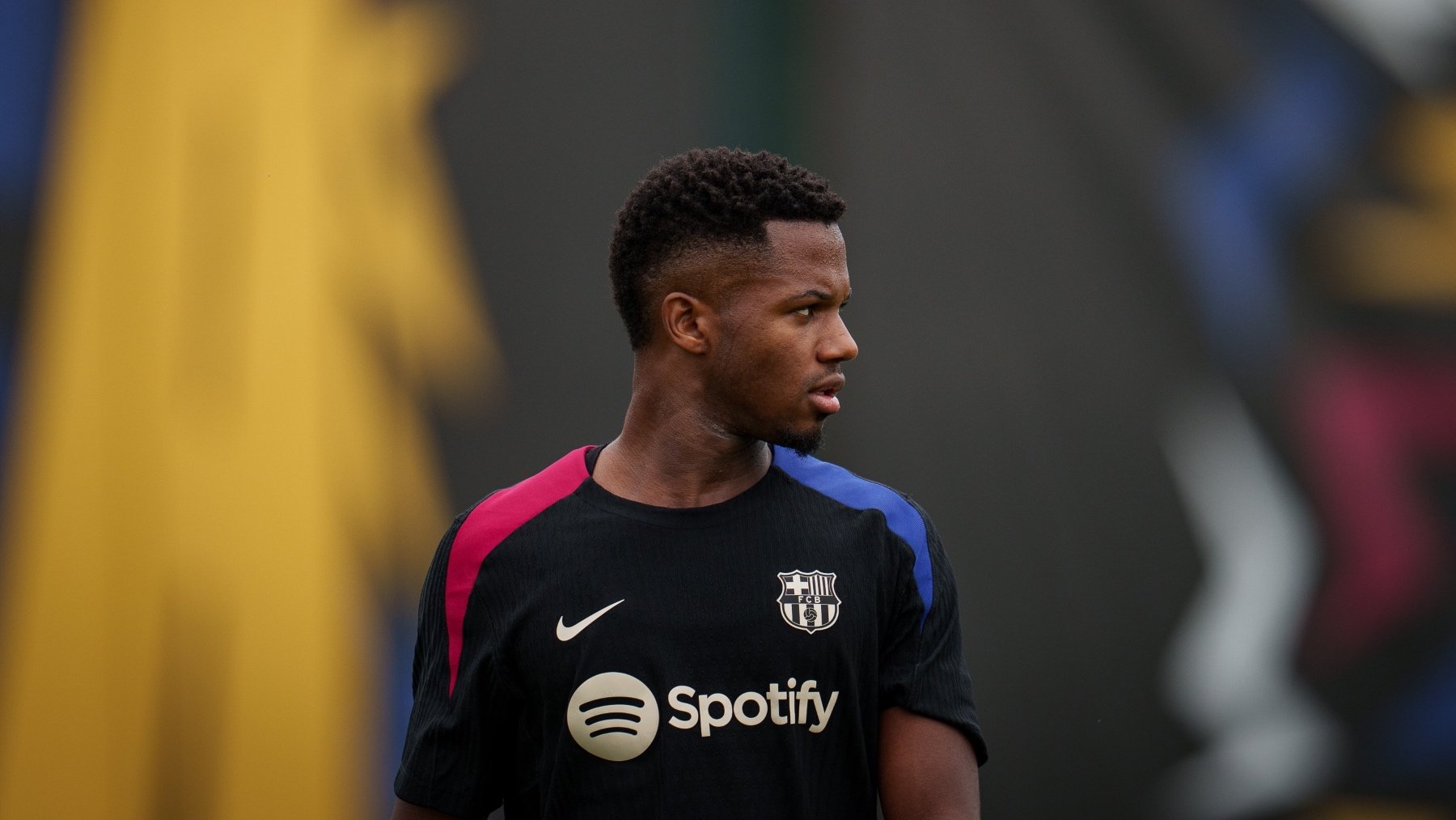 Ansu Fati, en un entrenamiento con el Barcelona. (Getty)