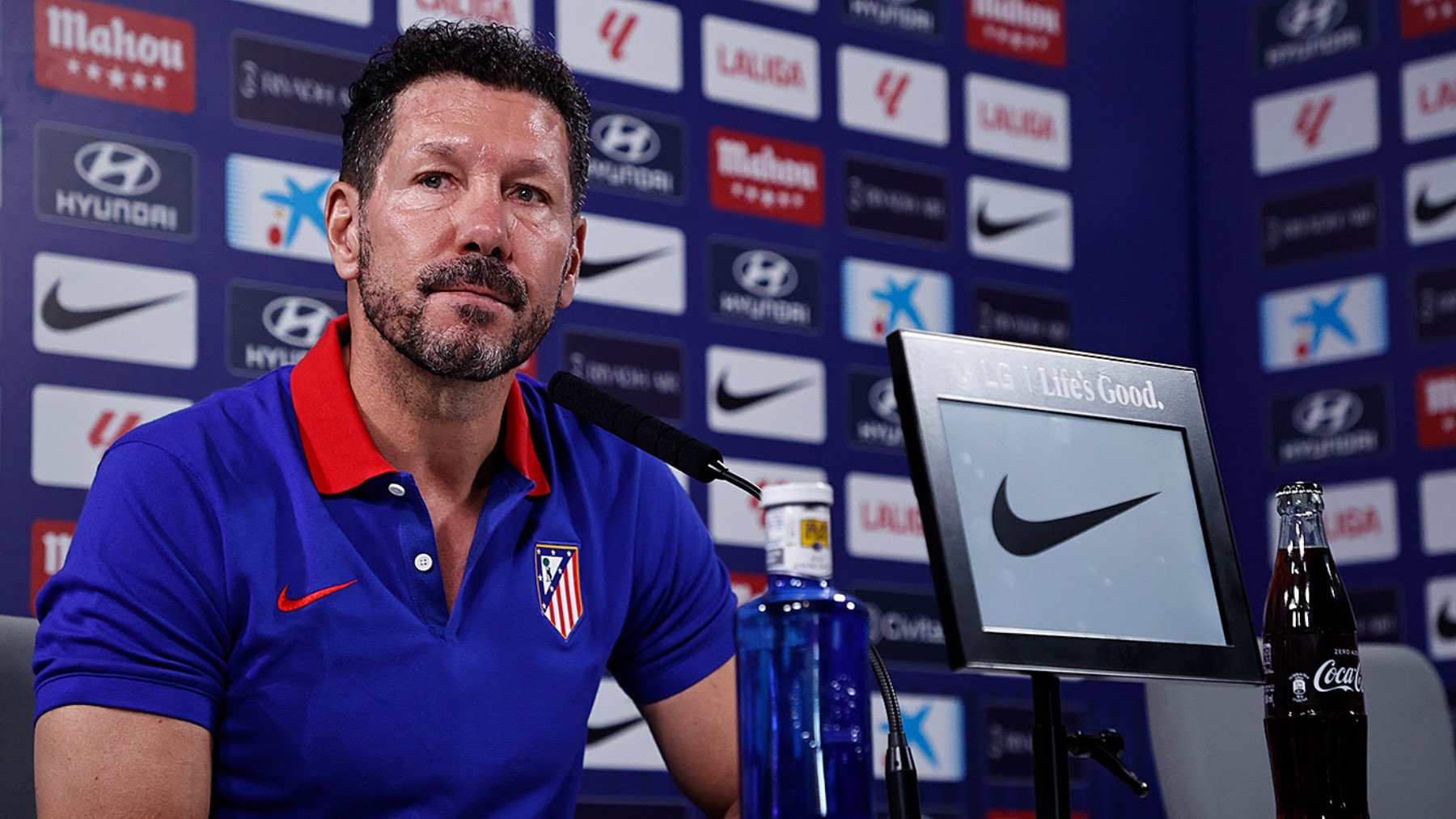 Simeone, en la rueda de prensa.