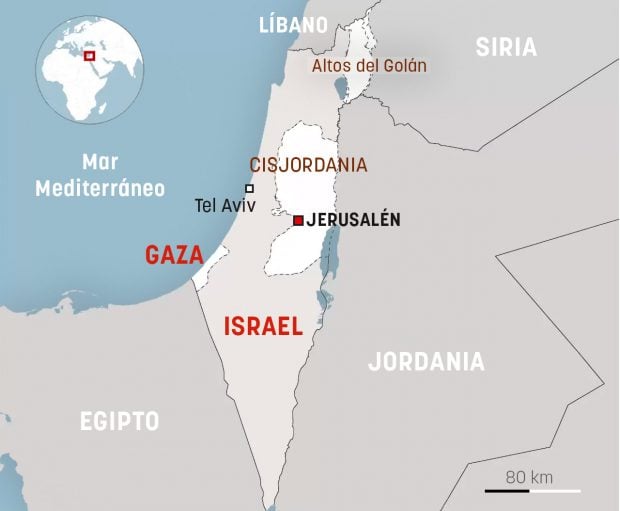 Mapa Israel Gaza