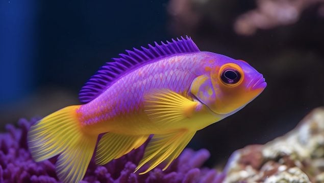 pez, acuario, pecera, morado