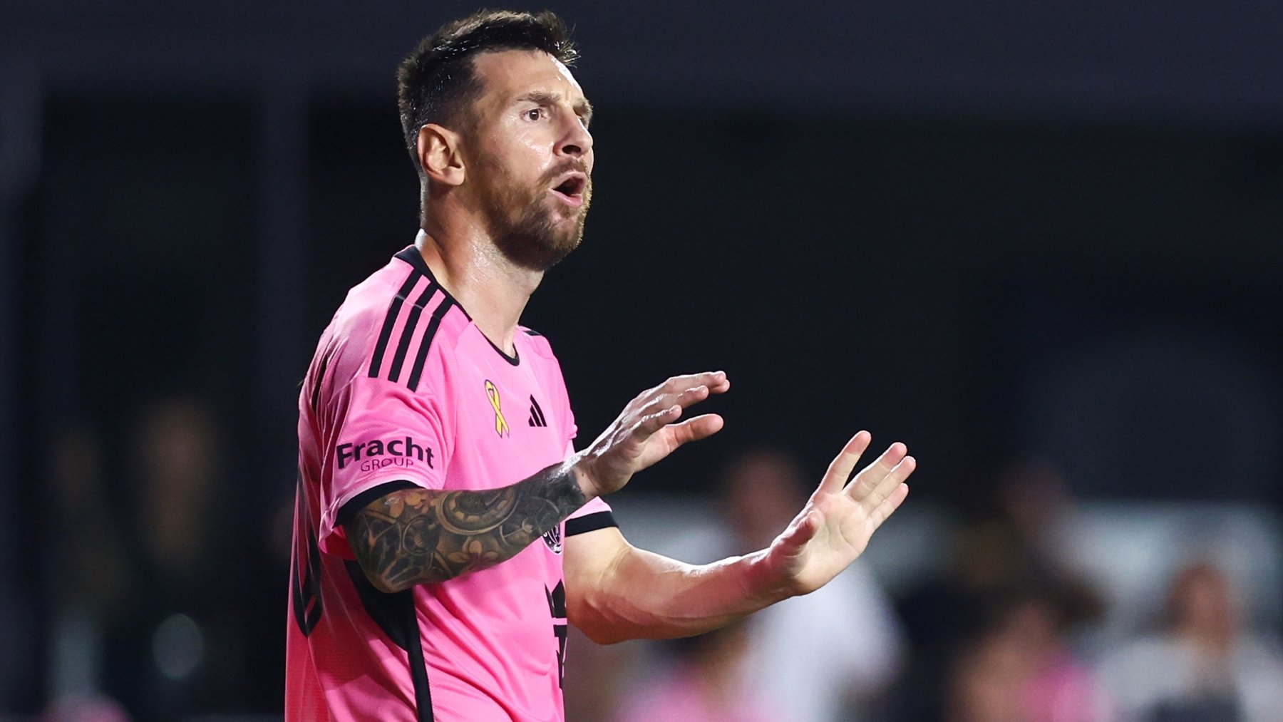 Leo Messi se queja durante un partido con el Inter de Miami. (Getty)